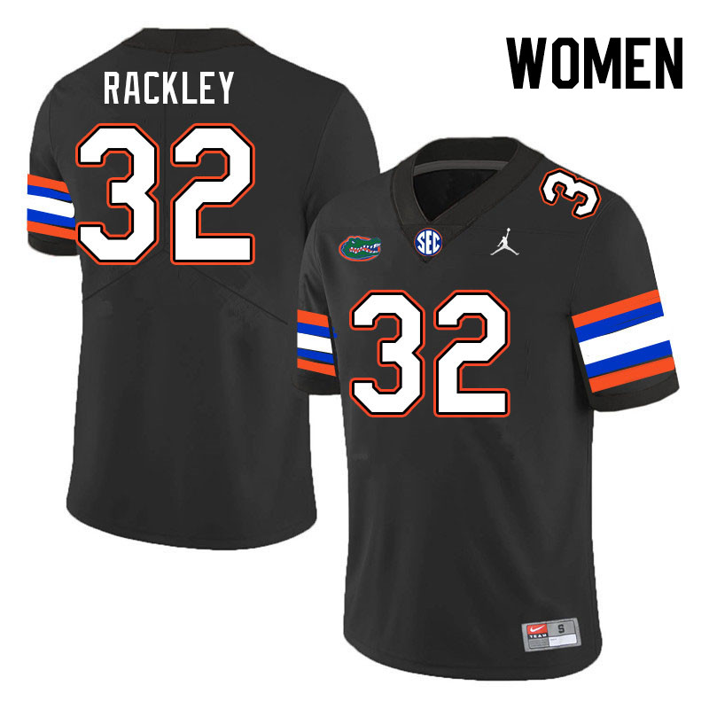 Women #32 Cahron Rackley Florida Gators College Football Jerseys Stitched-Black - Click Image to Close